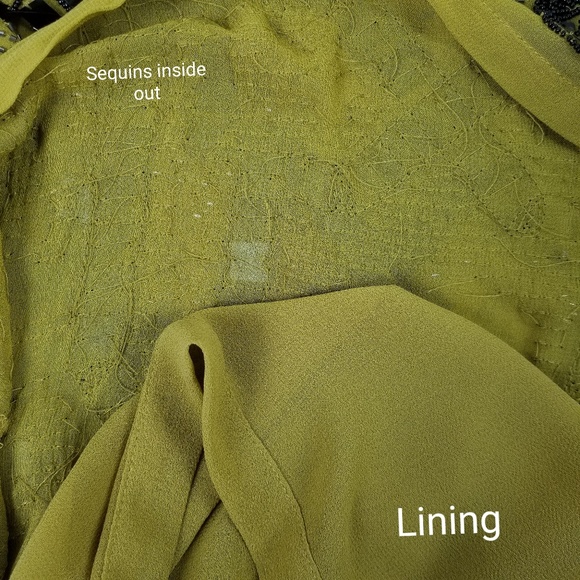 Free People MUSTARD Gold SEQUIN BLACK MINI DRESS - Picture 3 of 8